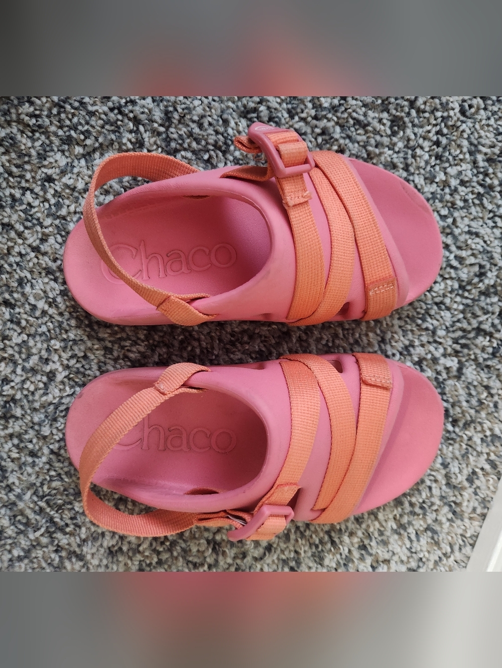 Chaco Kids Pink and Orange Adjustable Strap Sandals Size 1